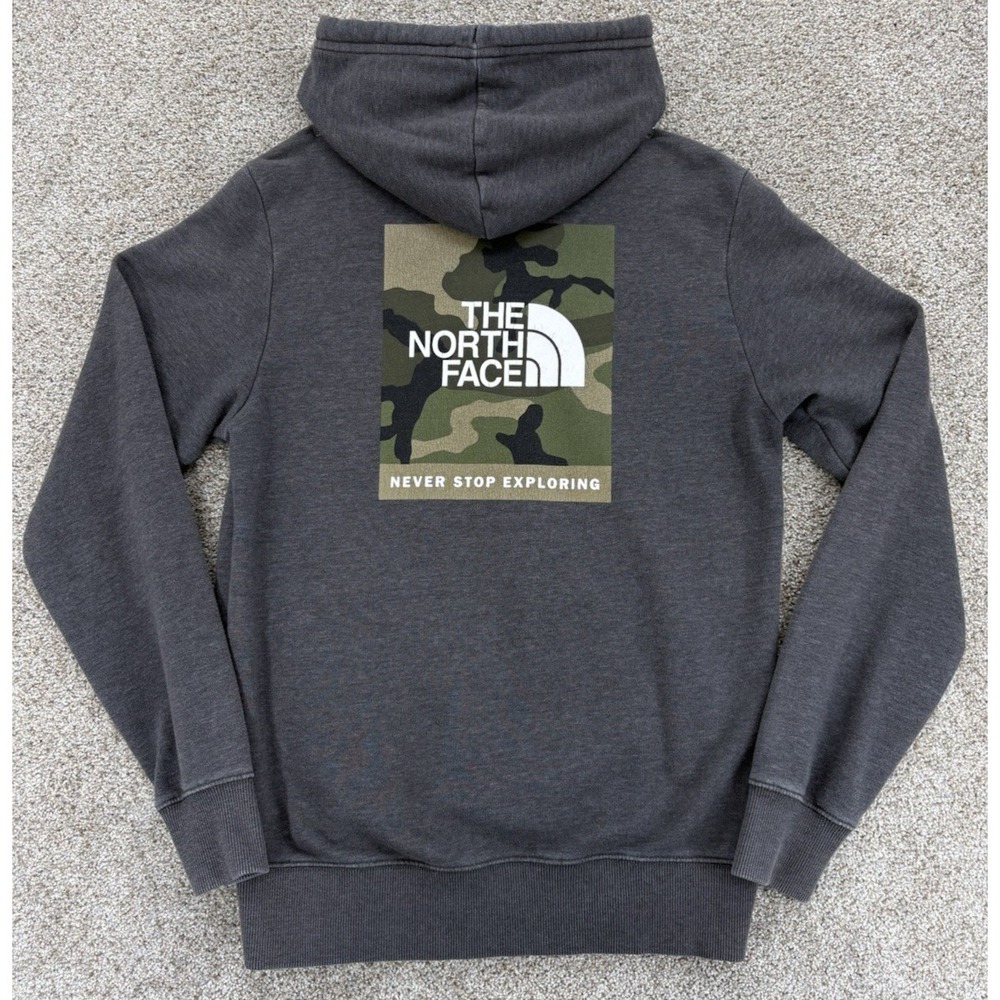 The North Face Evolution Box Camo Hoodie Men's Small Gray Pullover Sweatshirt